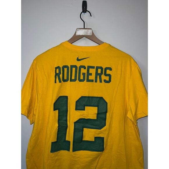 Nike Aaron Rodgers Shirt Green Bay Packers Yellow Tee XL X-Large NFL - Picture 6 of 8